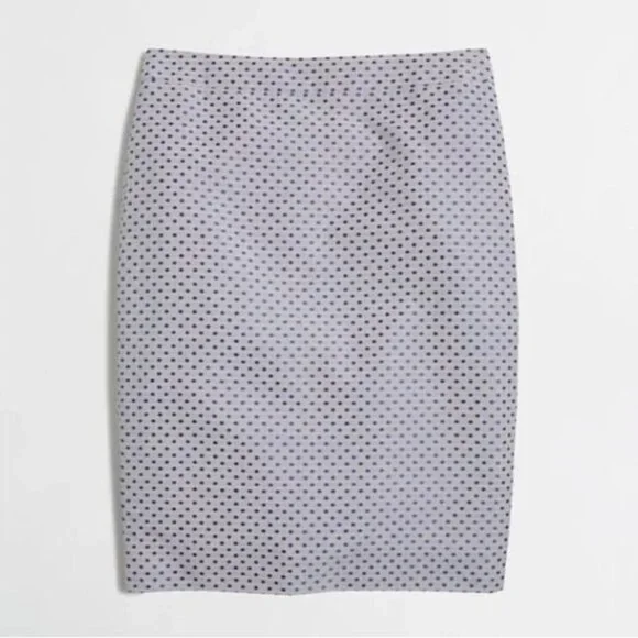 J. Crew Pale Lavender Gray and Royal Blue Polka Dot Pencil Skirt - 8 - Picture 8 of 8